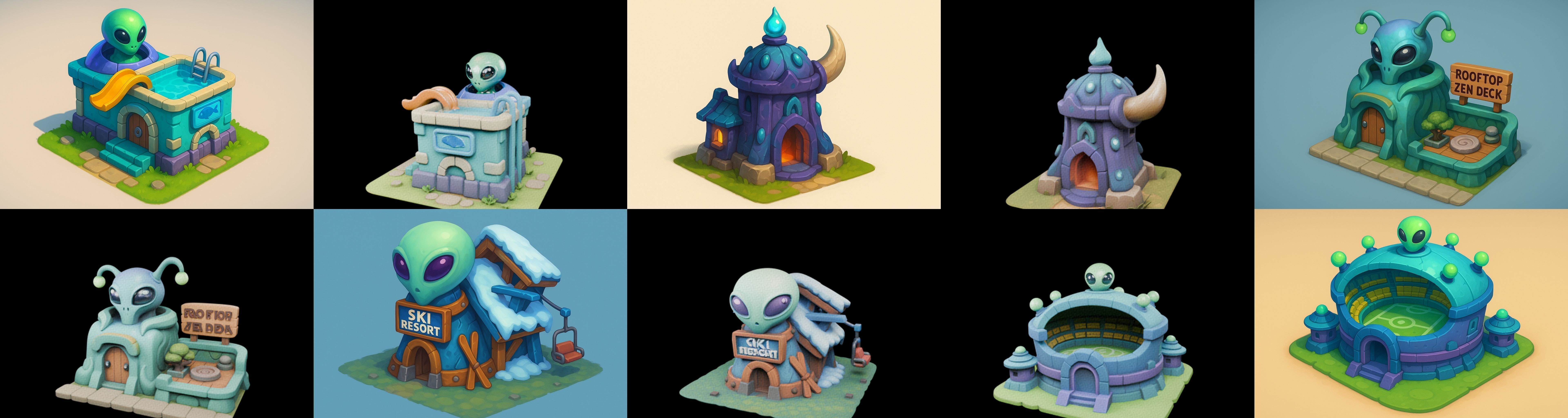 Alien Building bundle 2 pack 100 glb 3D model_13