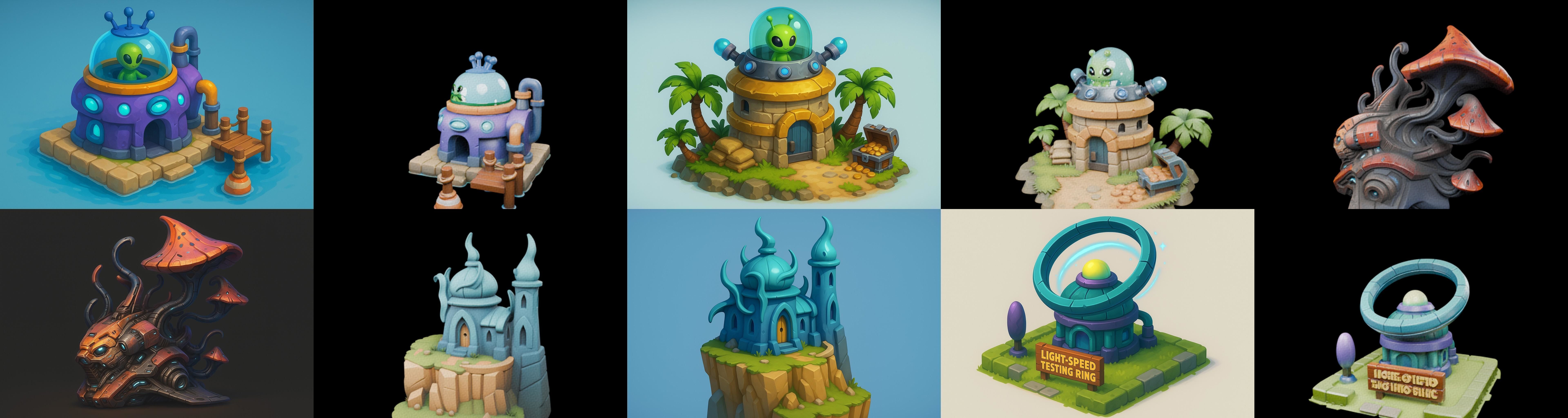 Alien Building bundle 2 pack 100 glb 3D model_4