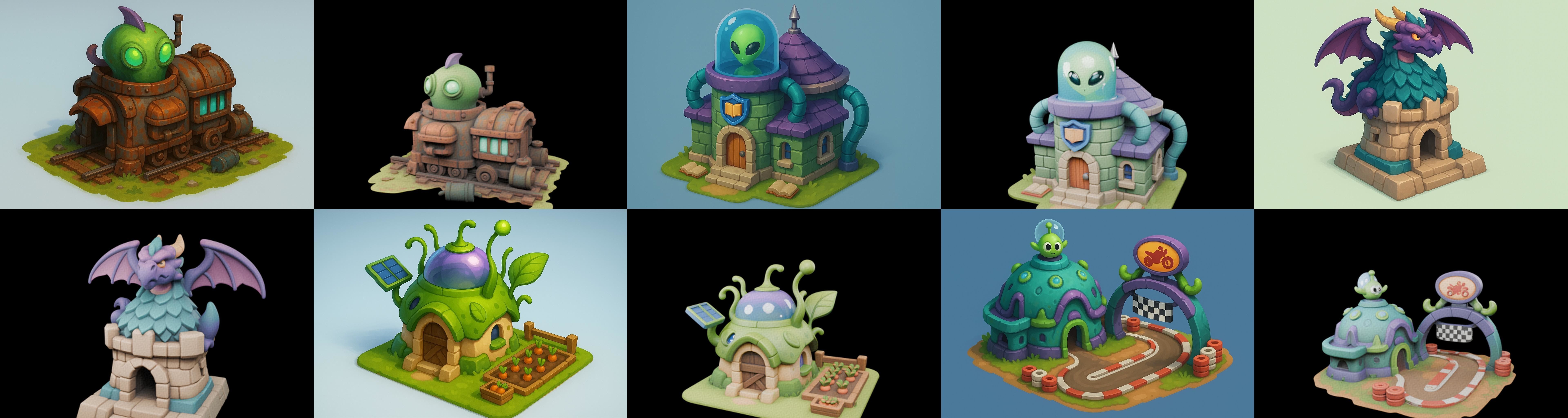 Alien Building bundle 2 pack 100 glb 3D model_16