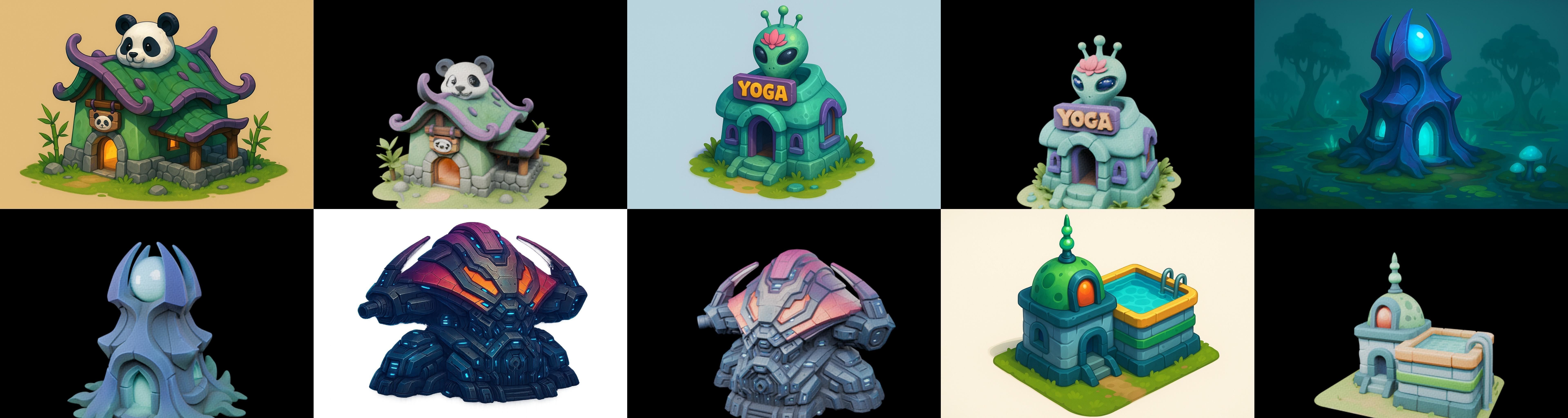 Alien Building bundle 2 pack 100 glb 3D model_7