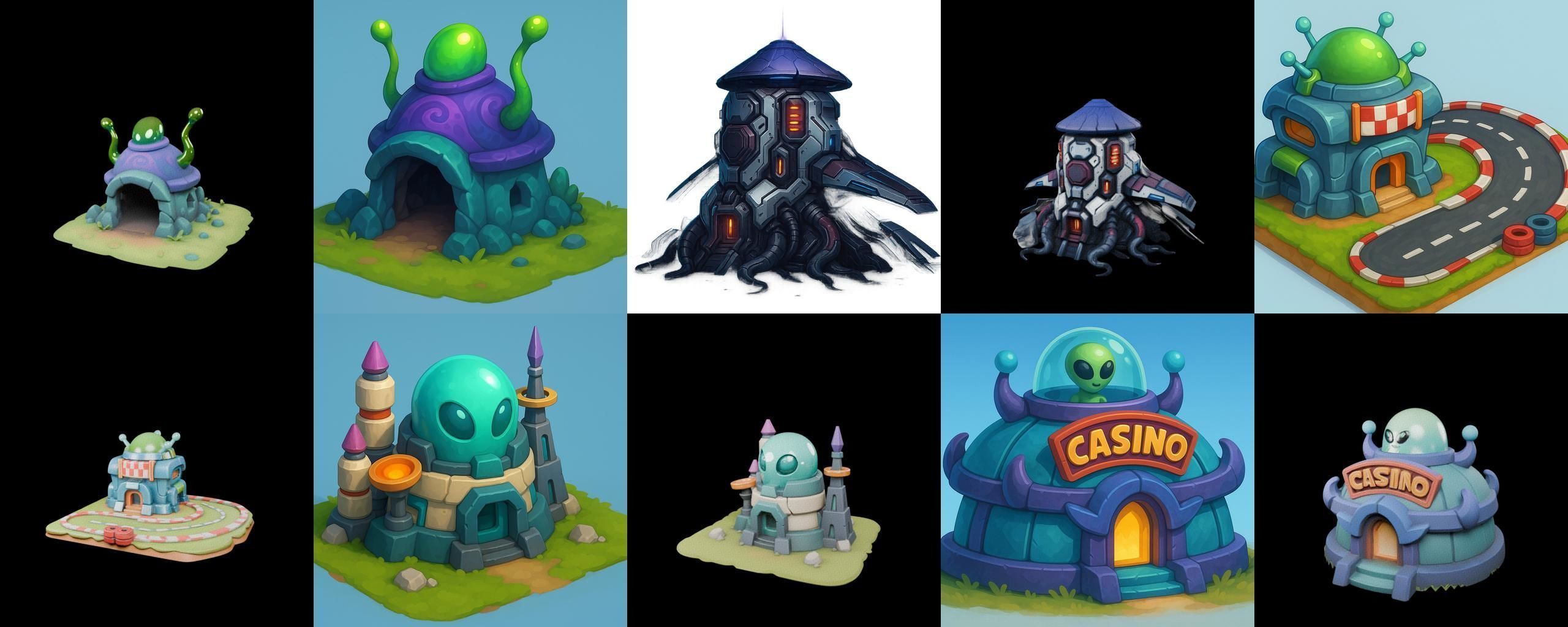 Alien Building bundle 2 pack 100 glb 3D model_6