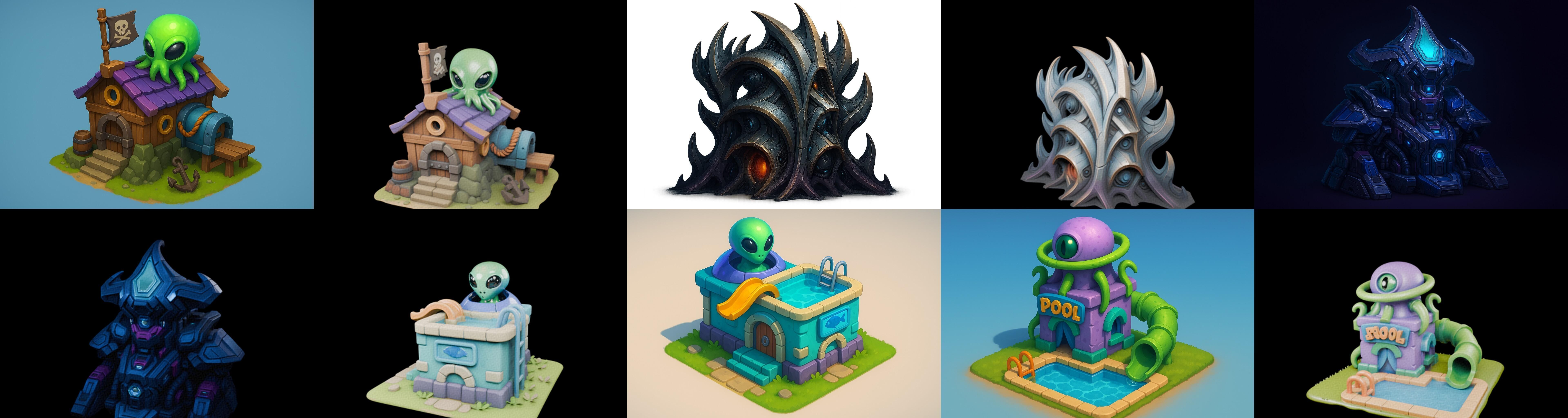 Alien Building bundle 2 pack 100 glb 3D model_18