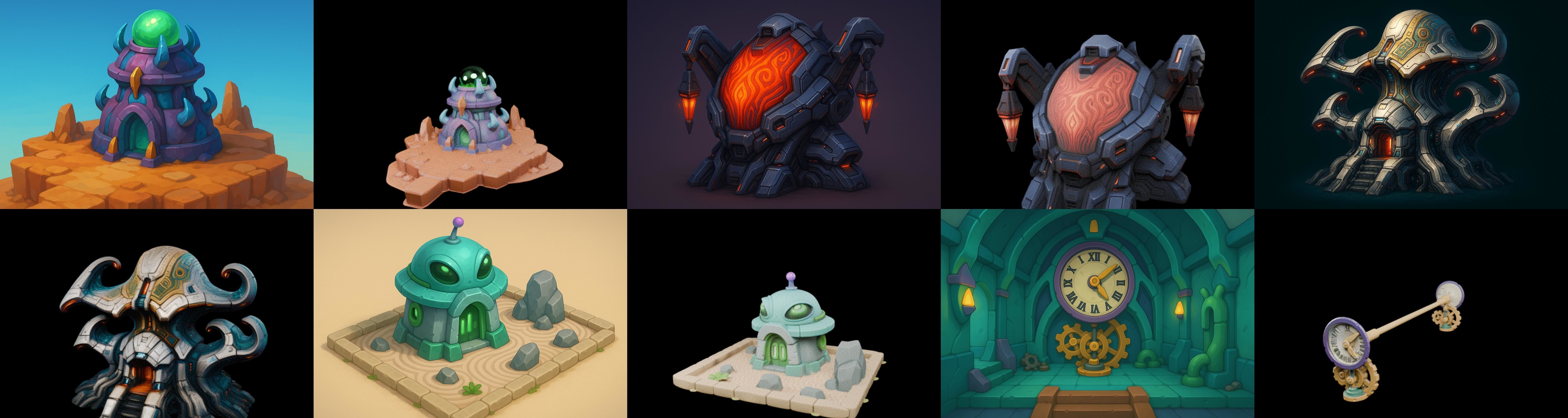 Alien Building bundle 2 pack 100 glb 3D model_17