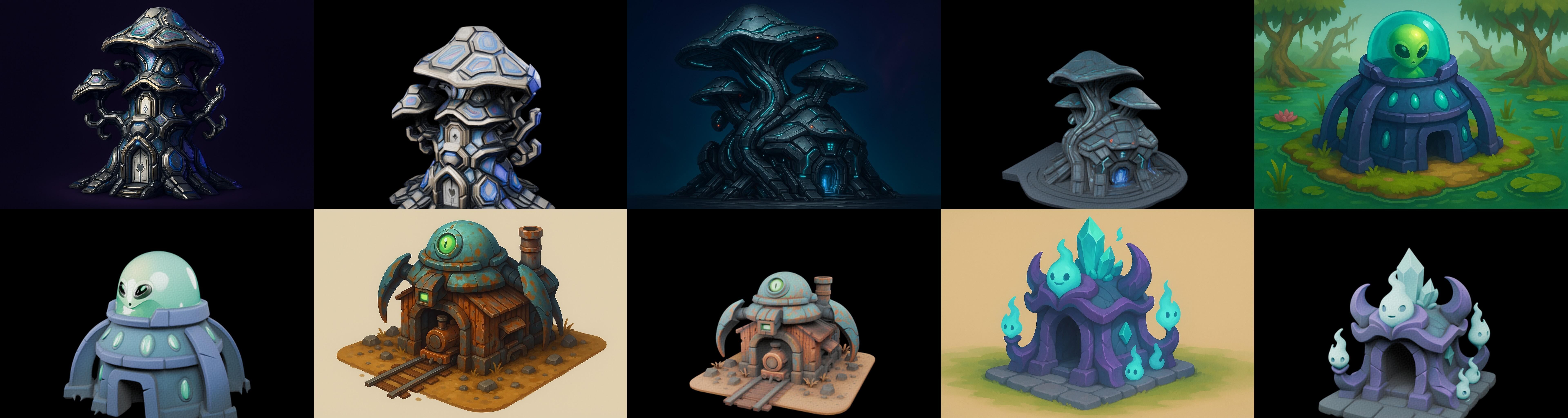 Alien Building bundle 2 pack 100 glb 3D model_19