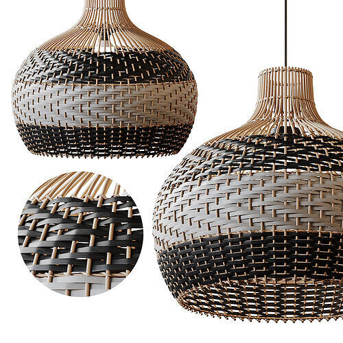 Lampshade Rattan Pendant Light 3D model