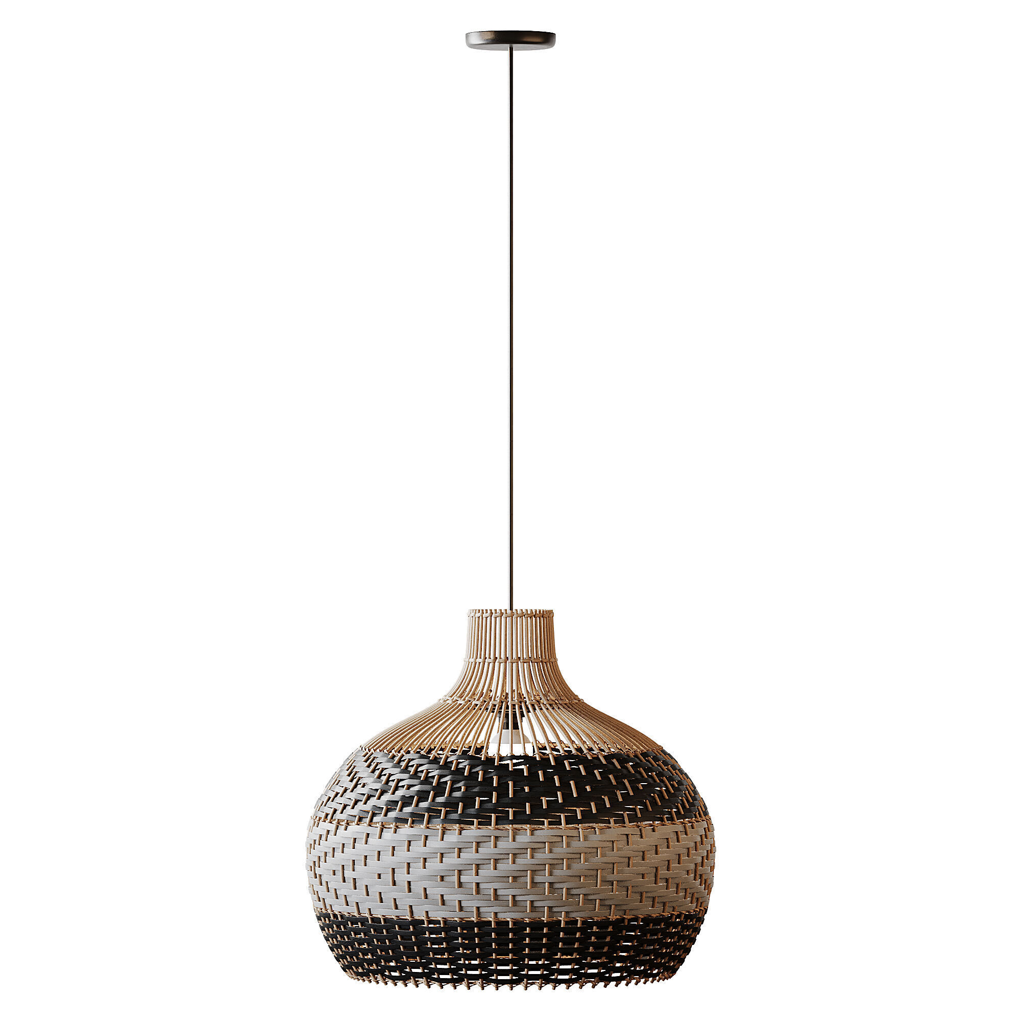 Lampshade Rattan Pendant Light 3D model_1
