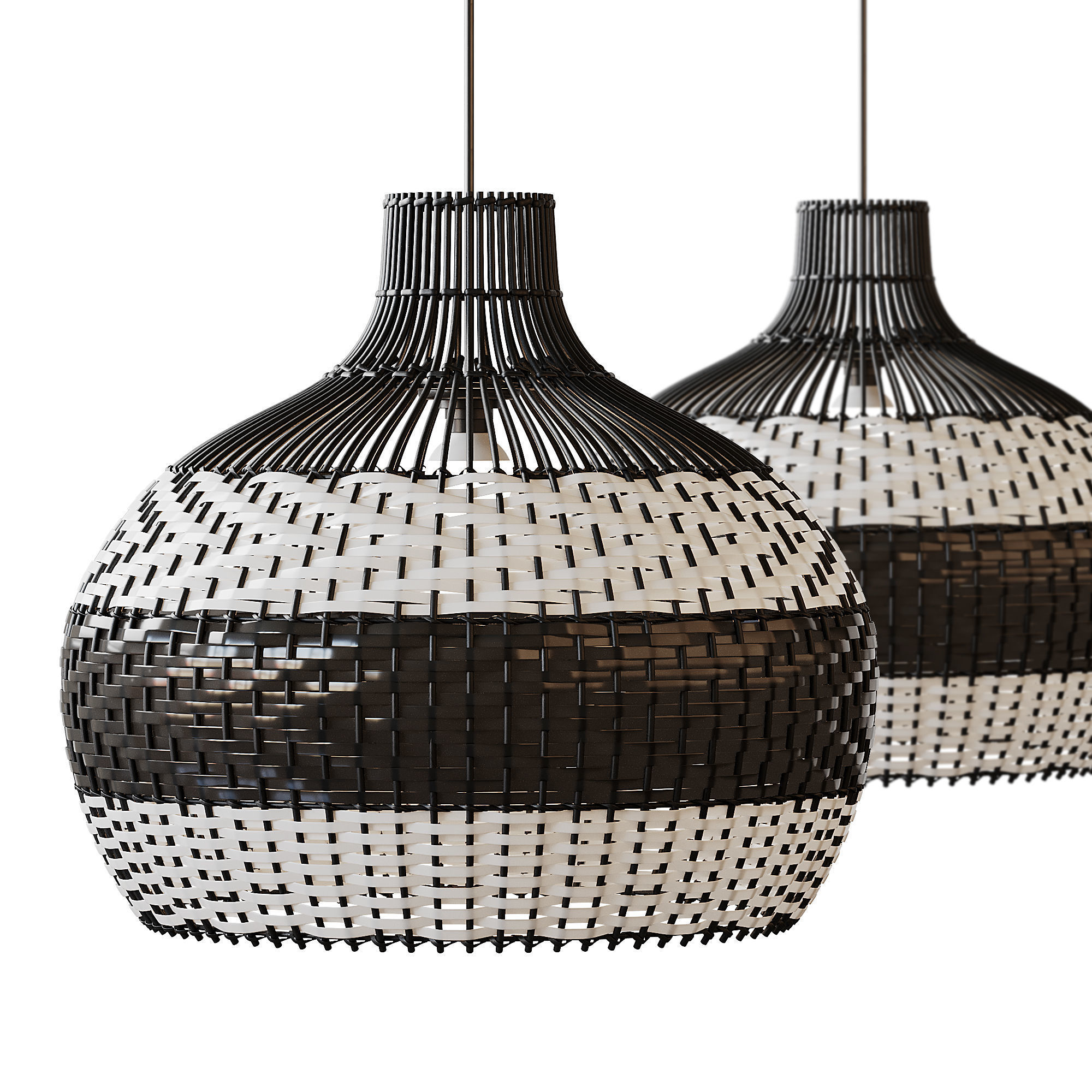 Lampshade Rattan Pendant Light 3D model_4