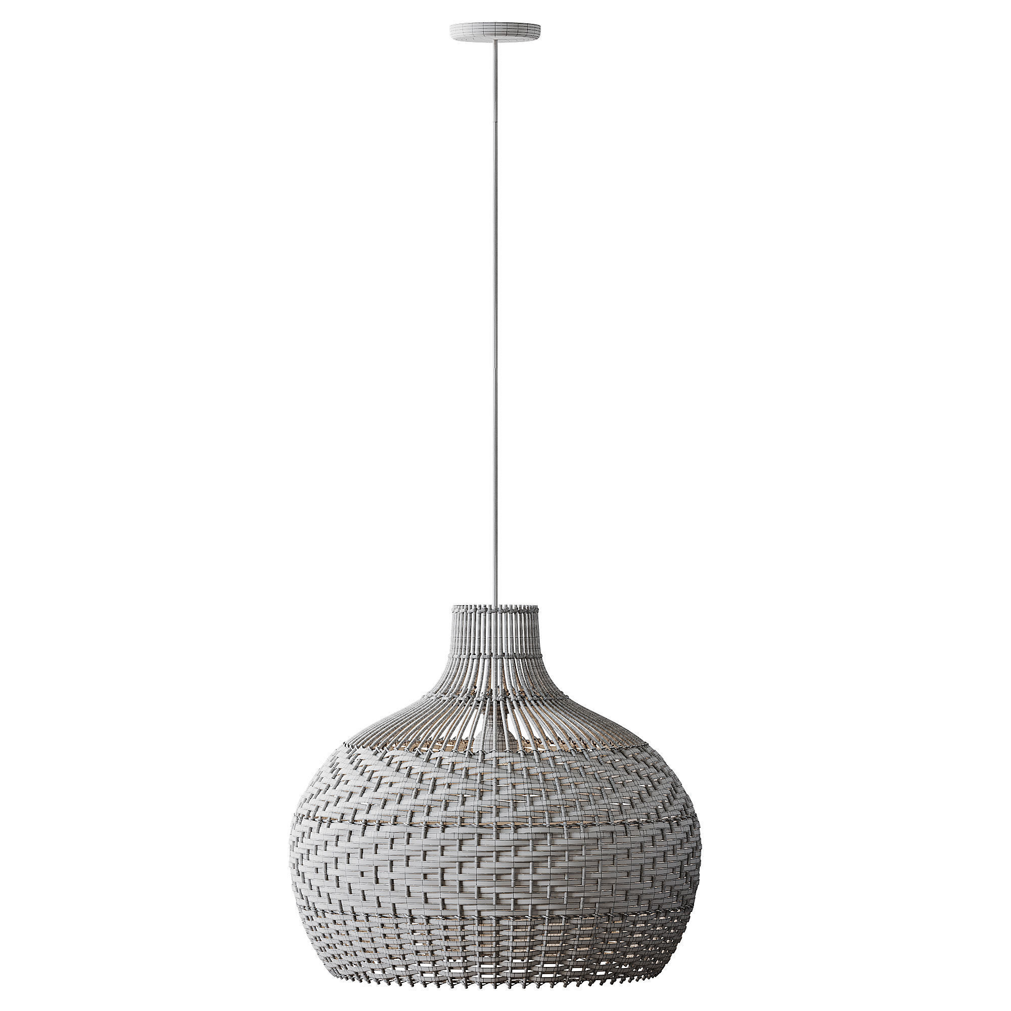 Lampshade Rattan Pendant Light 3D model_14