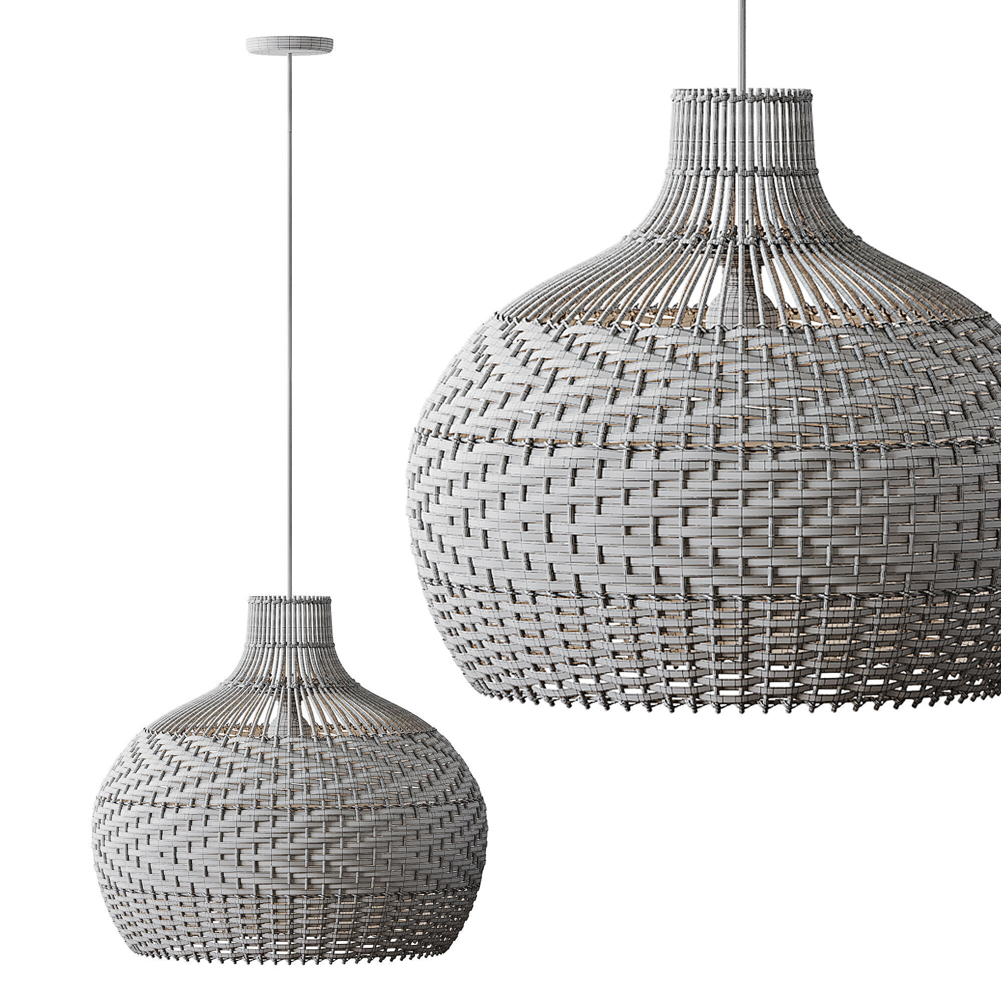 Lampshade Rattan Pendant Light 3D model_13