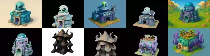 Alien Building bundle 15 pack 100 glb