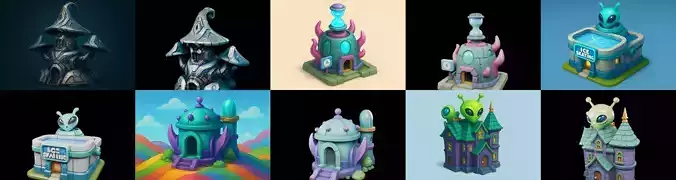 Alien Building bundle 12 pack 100 glb