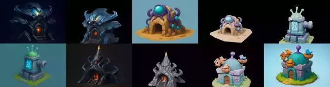 Alien Building bundle 11 pack 100 glb