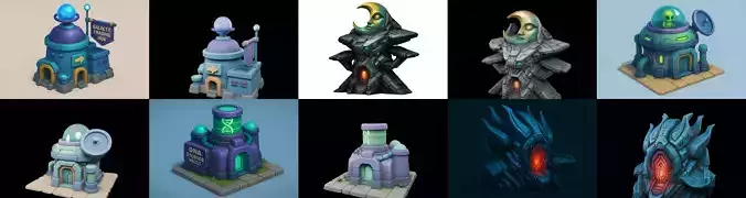 Alien Building bundle 10 pack 100 glb