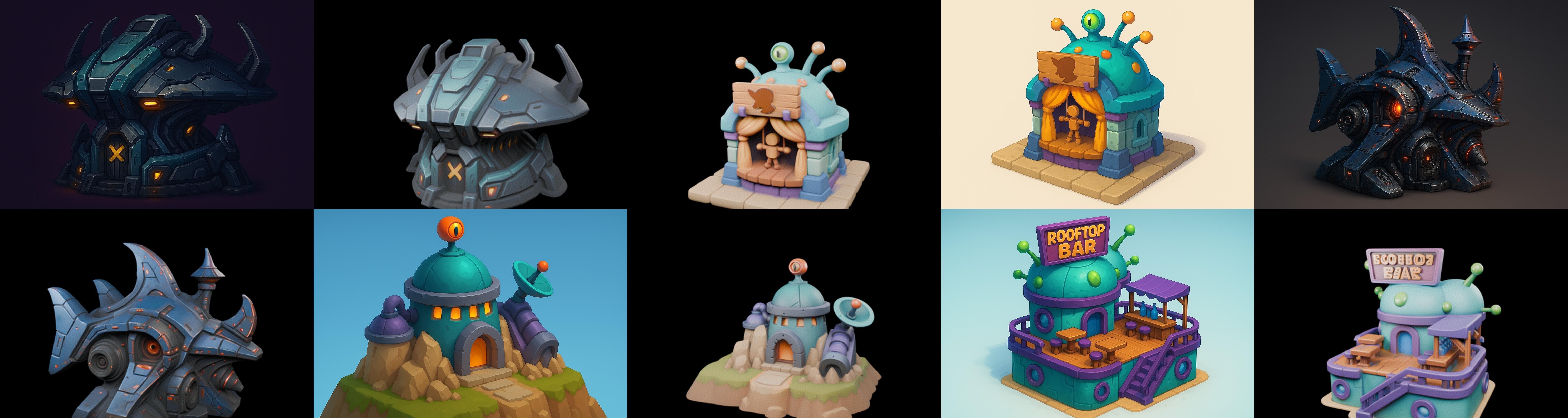 Alien Building bundle 1 pack 100 glb 3D model_2