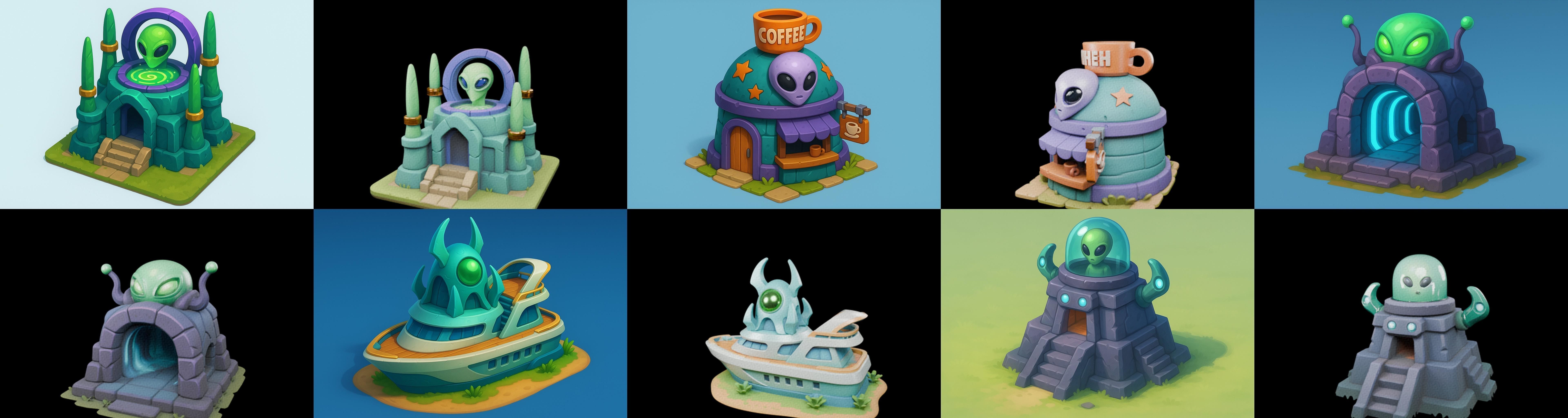 Alien Building bundle 1 pack 100 glb 3D model_7