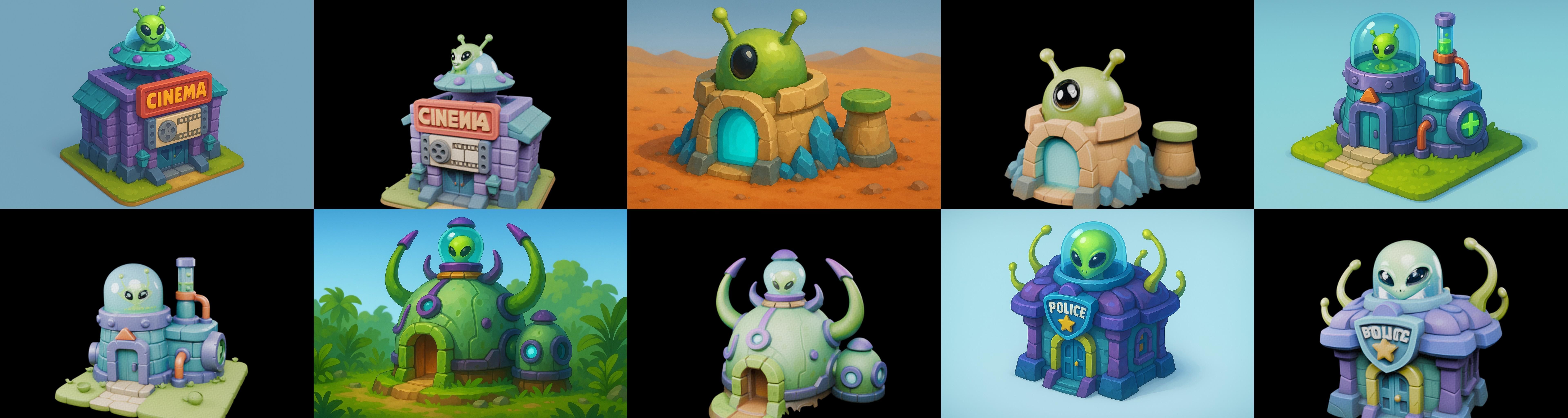 Alien Building bundle 1 pack 100 glb 3D model_3