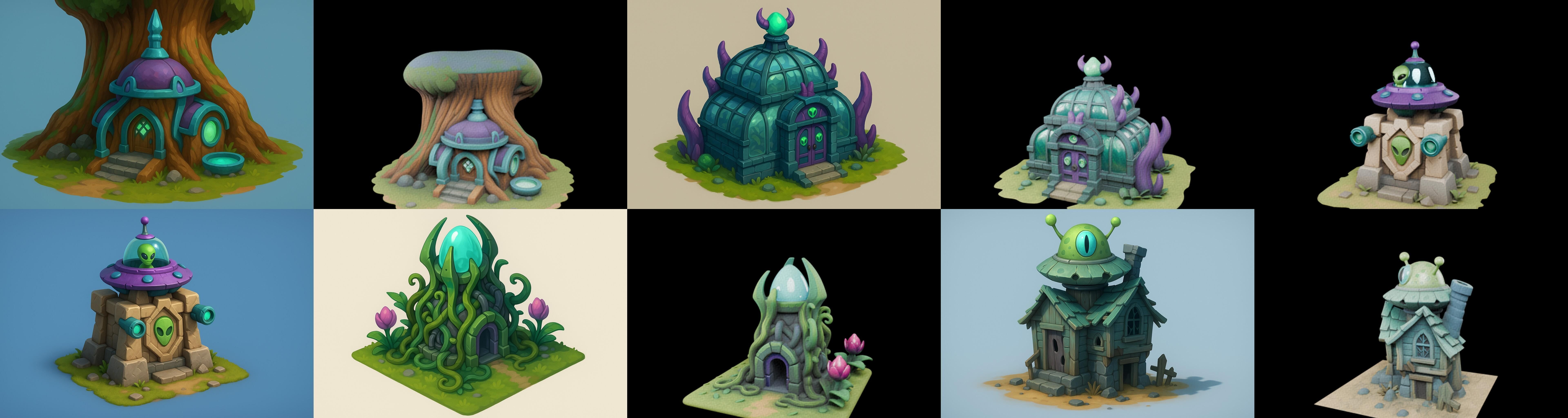 Alien Building bundle 1 pack 100 glb 3D model_17