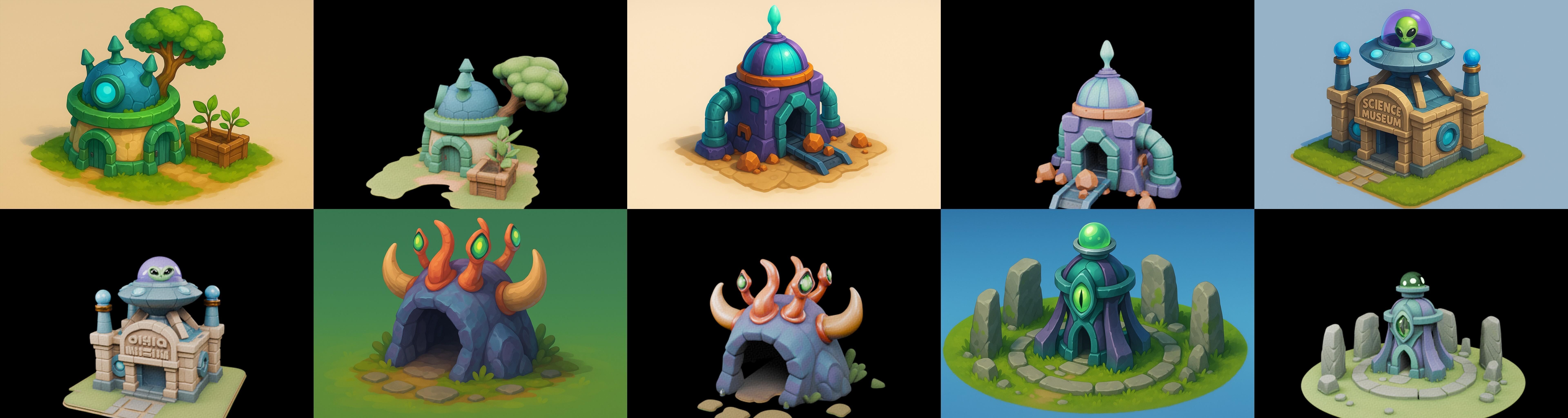 Alien Building bundle 1 pack 100 glb 3D model_15