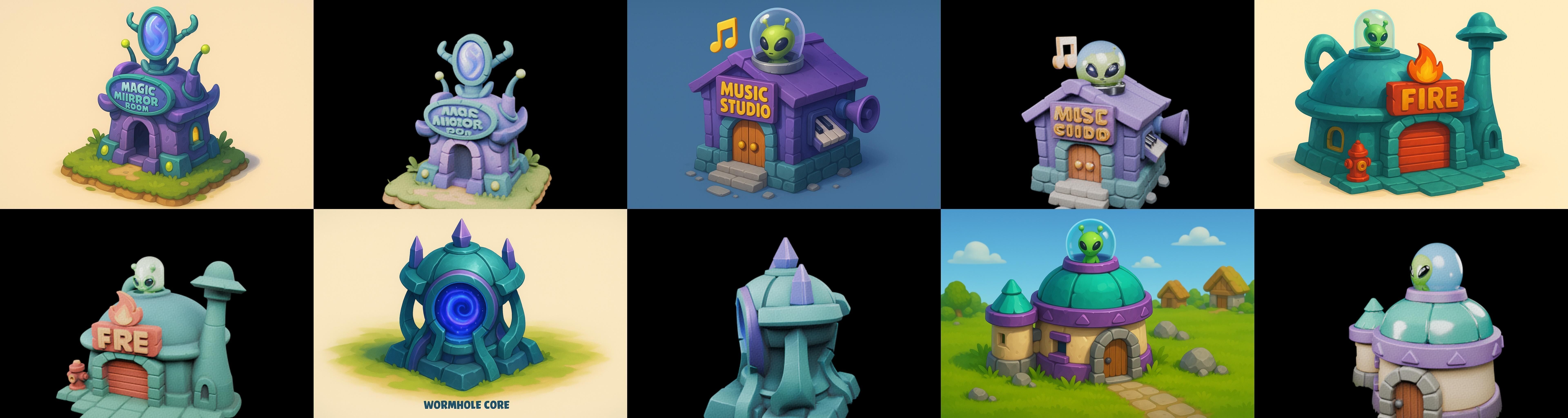 Alien Building bundle 1 pack 100 glb 3D model_14