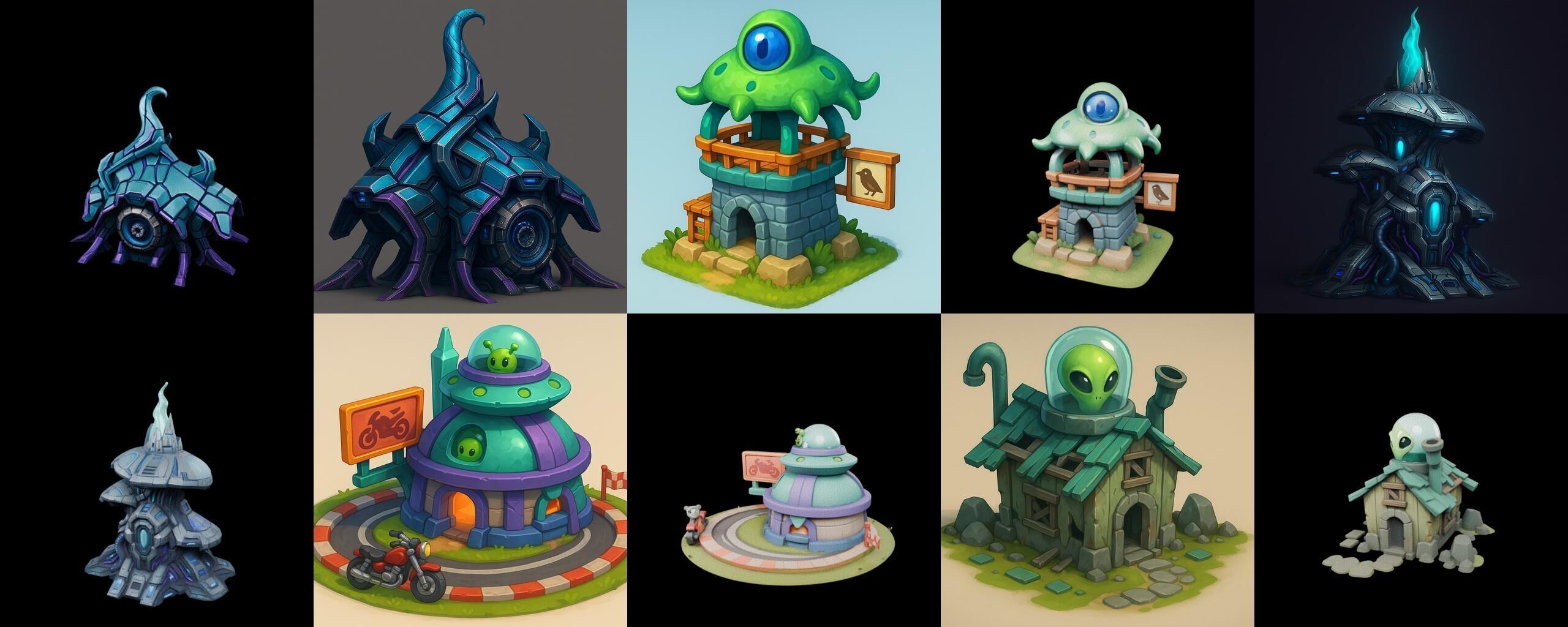 Alien Building bundle 1 pack 100 glb 3D model_13