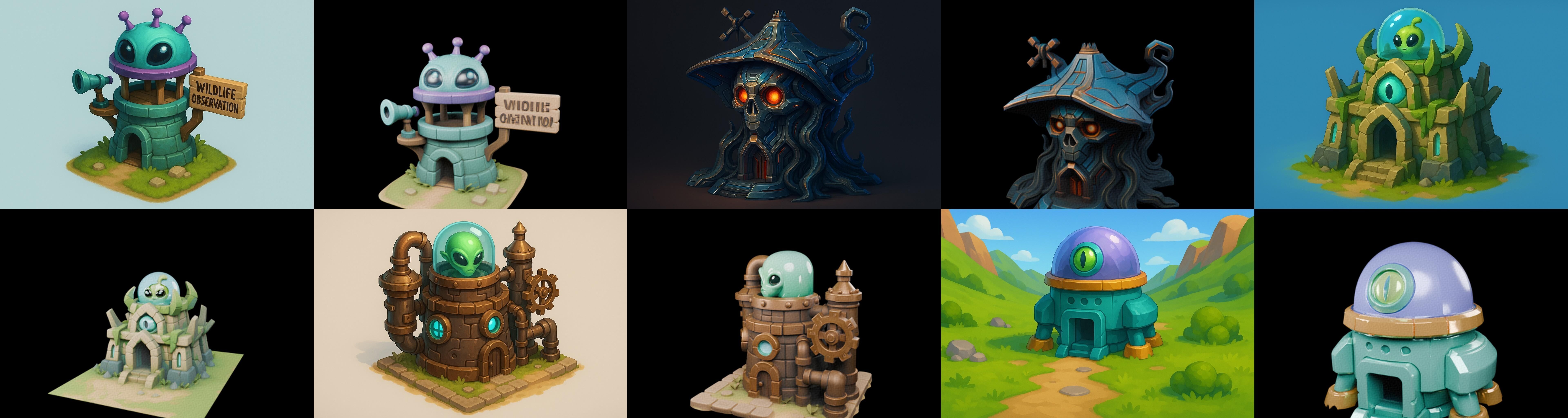 Alien Building bundle 1 pack 100 glb 3D model_16