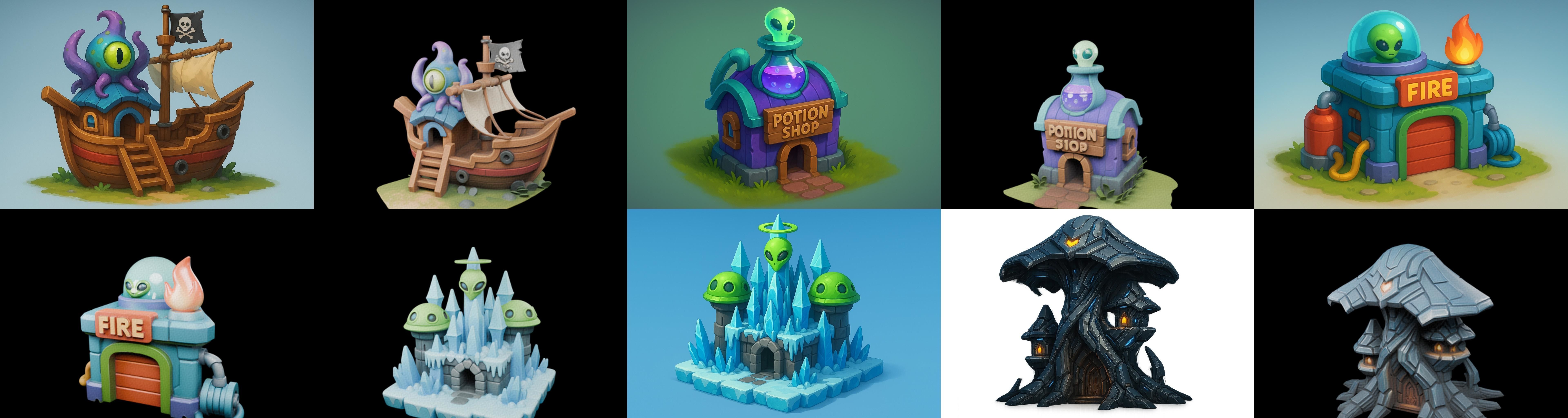 Alien Building bundle 1 pack 100 glb 3D model_4