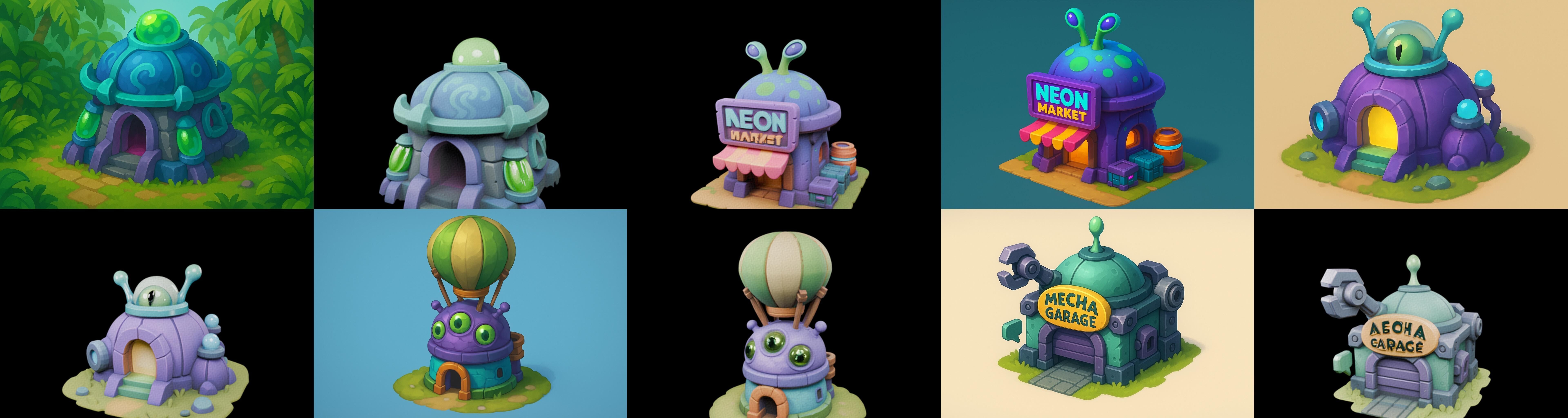 Alien Building bundle 1 pack 100 glb 3D model_11