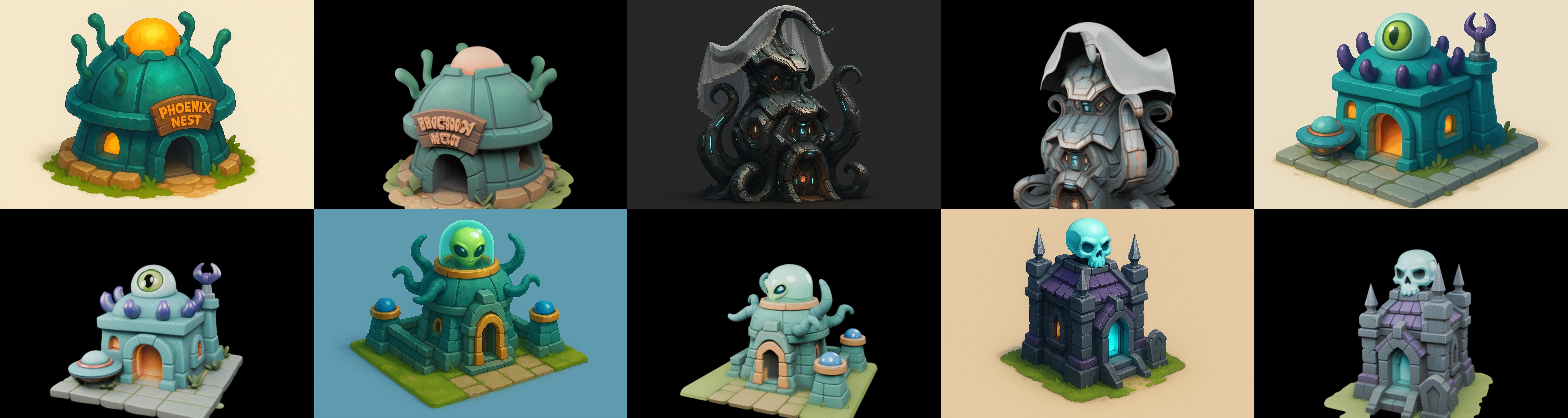 Alien Building bundle 1 pack 100 glb 3D model_8