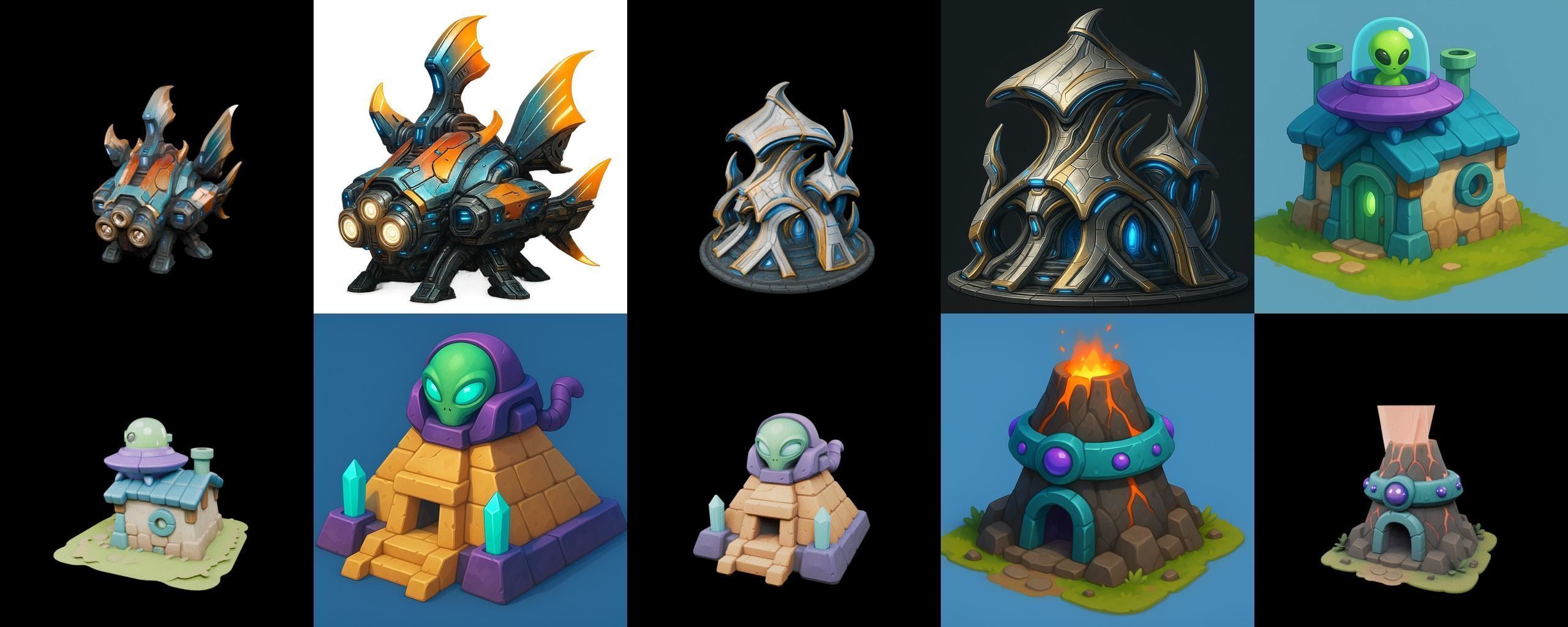 Alien Building bundle 1 pack 100 glb 3D model_10