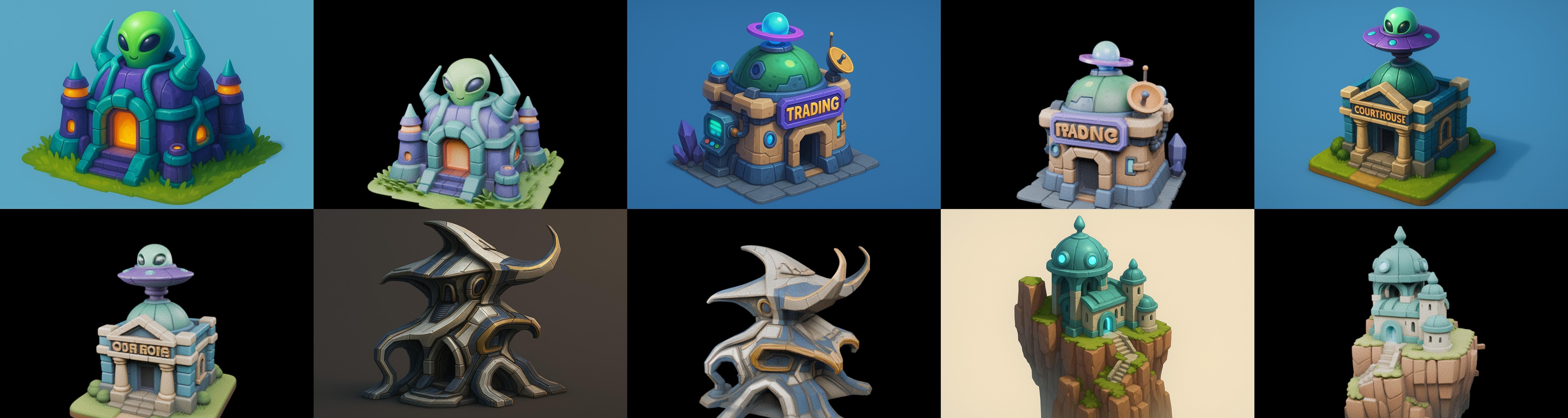 Alien Building bundle 1 pack 100 glb 3D model_18