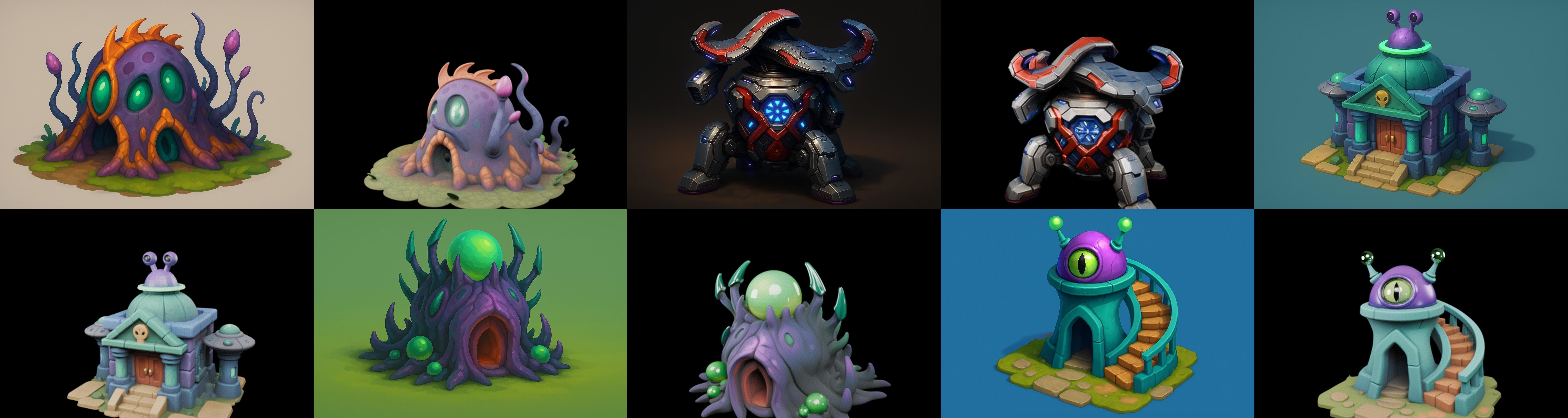 Alien Building bundle 1 pack 100 glb 3D model_6