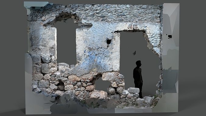 Abandoned House Ruined Part Scan - Broken Wall 08 3D model