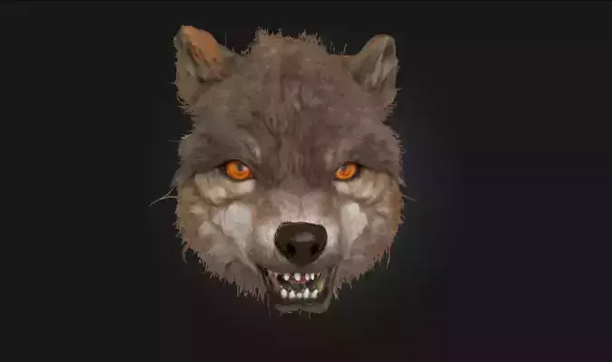 Ferocious Wolf Face  Intense Animal Bust Model for Fantasy