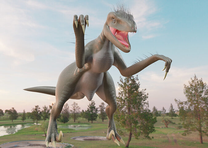 Female velociraptor 3D model
