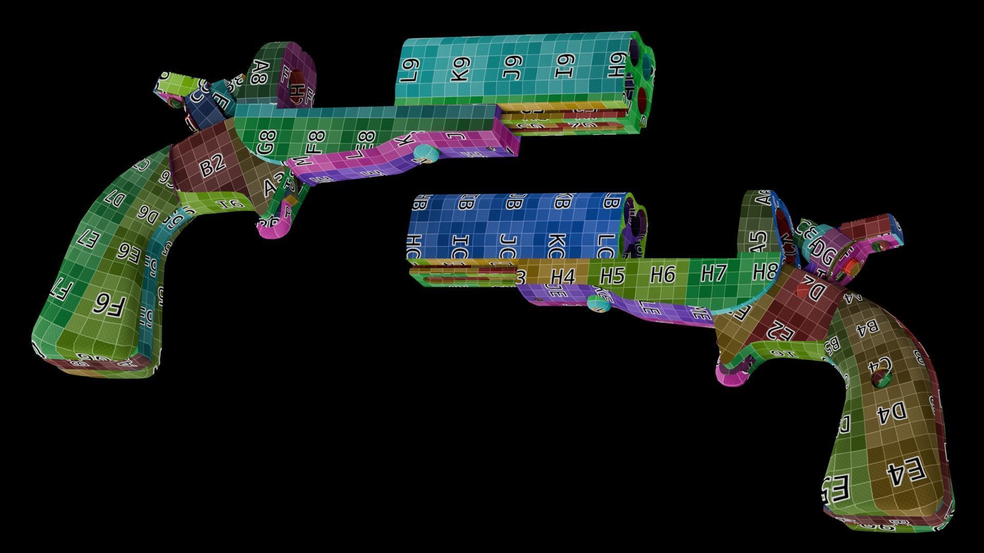 HJS Frontier Four Derringer Engraved Humming Bird Grip Low-poly 3D model_41