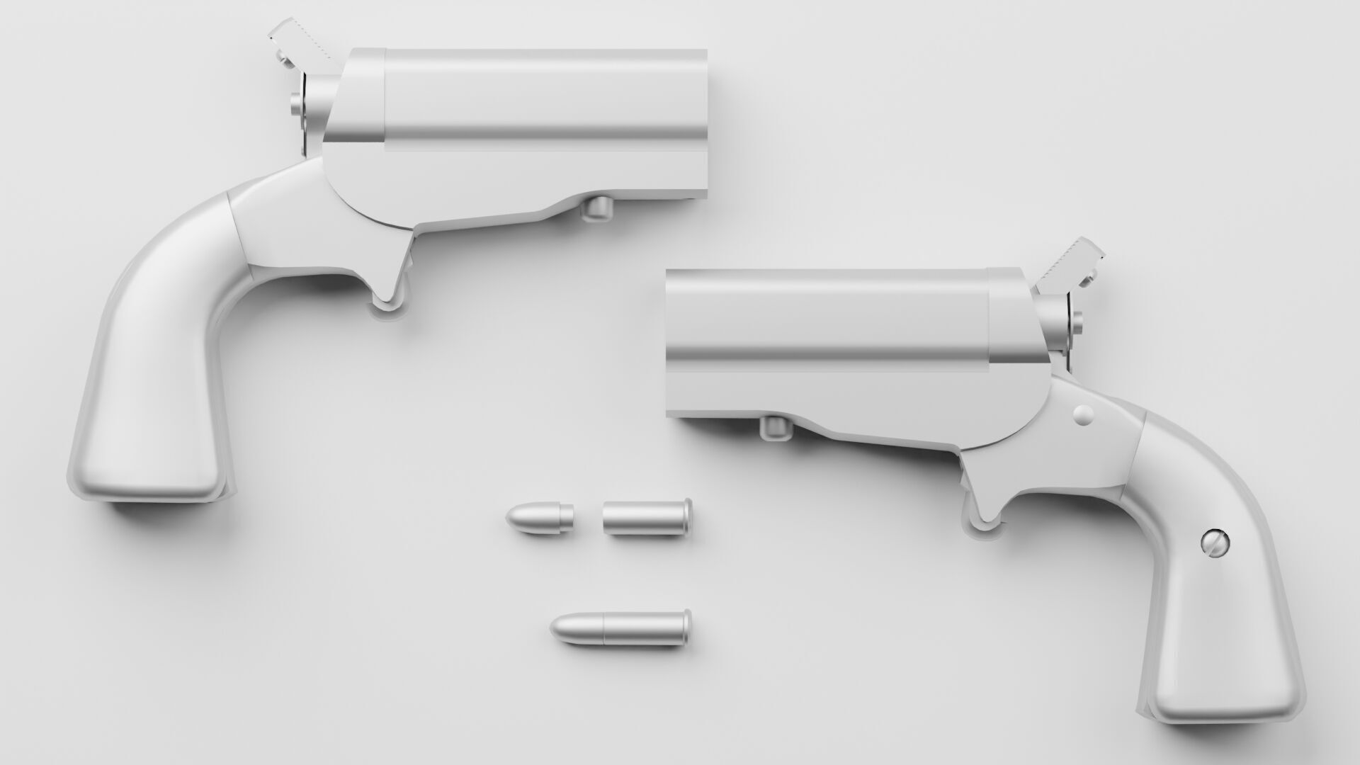 HJS Frontier Four Derringer Engraved Humming Bird Grip Low-poly 3D model_20