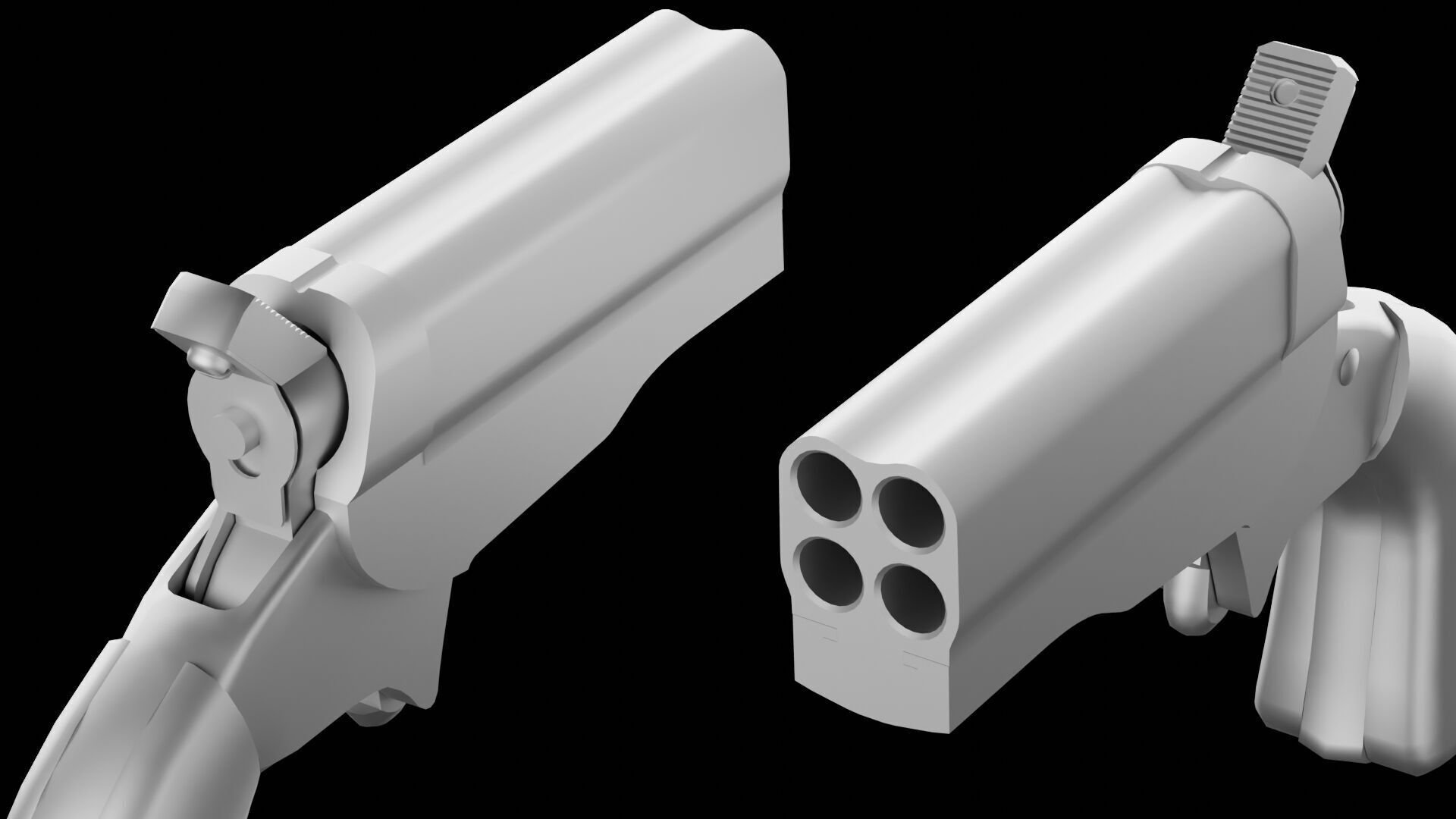 HJS Frontier Four Derringer Engraved Humming Bird Grip Low-poly 3D model_27