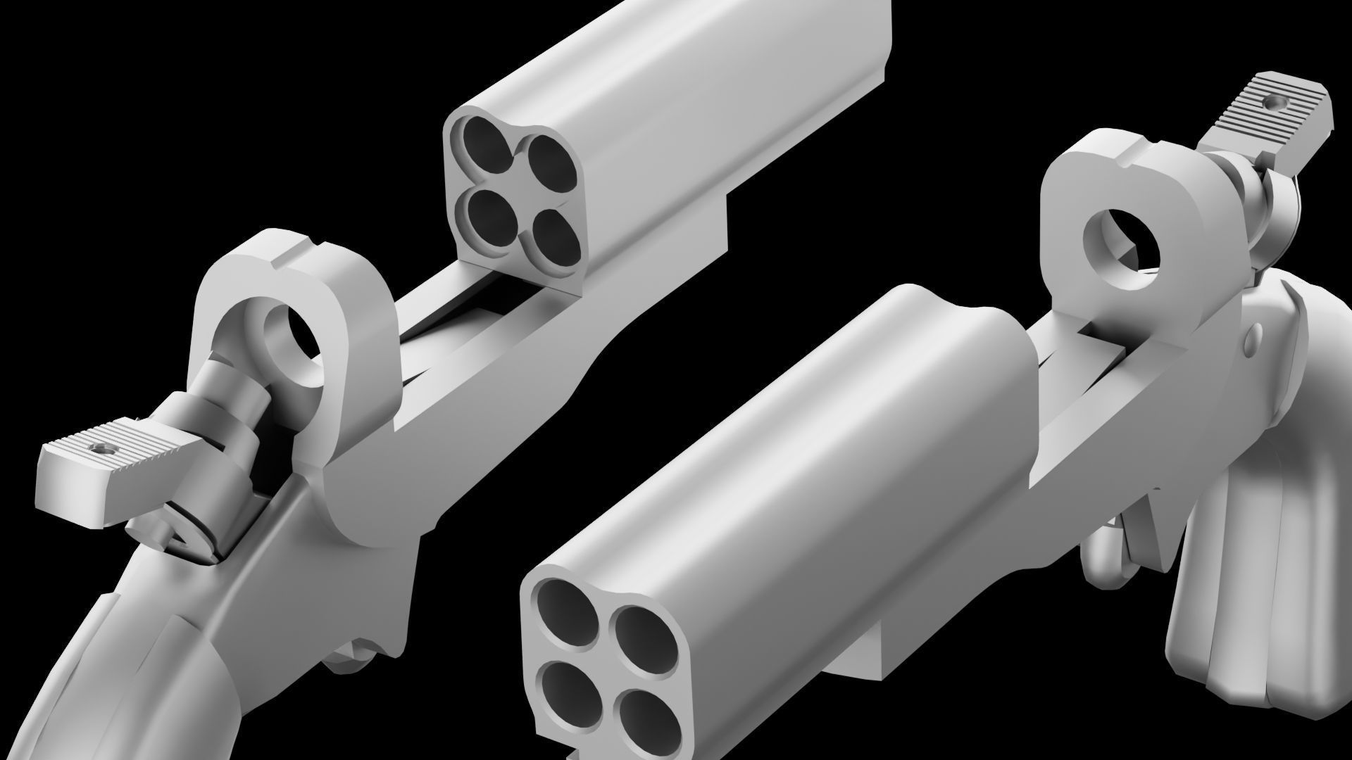 HJS Frontier Four Derringer Engraved Humming Bird Grip Low-poly 3D model_26