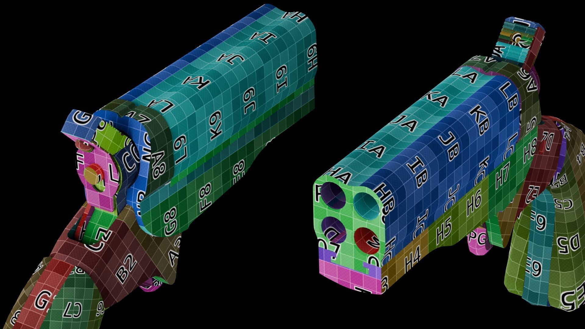 HJS Frontier Four Derringer Engraved Humming Bird Grip Low-poly 3D model_45