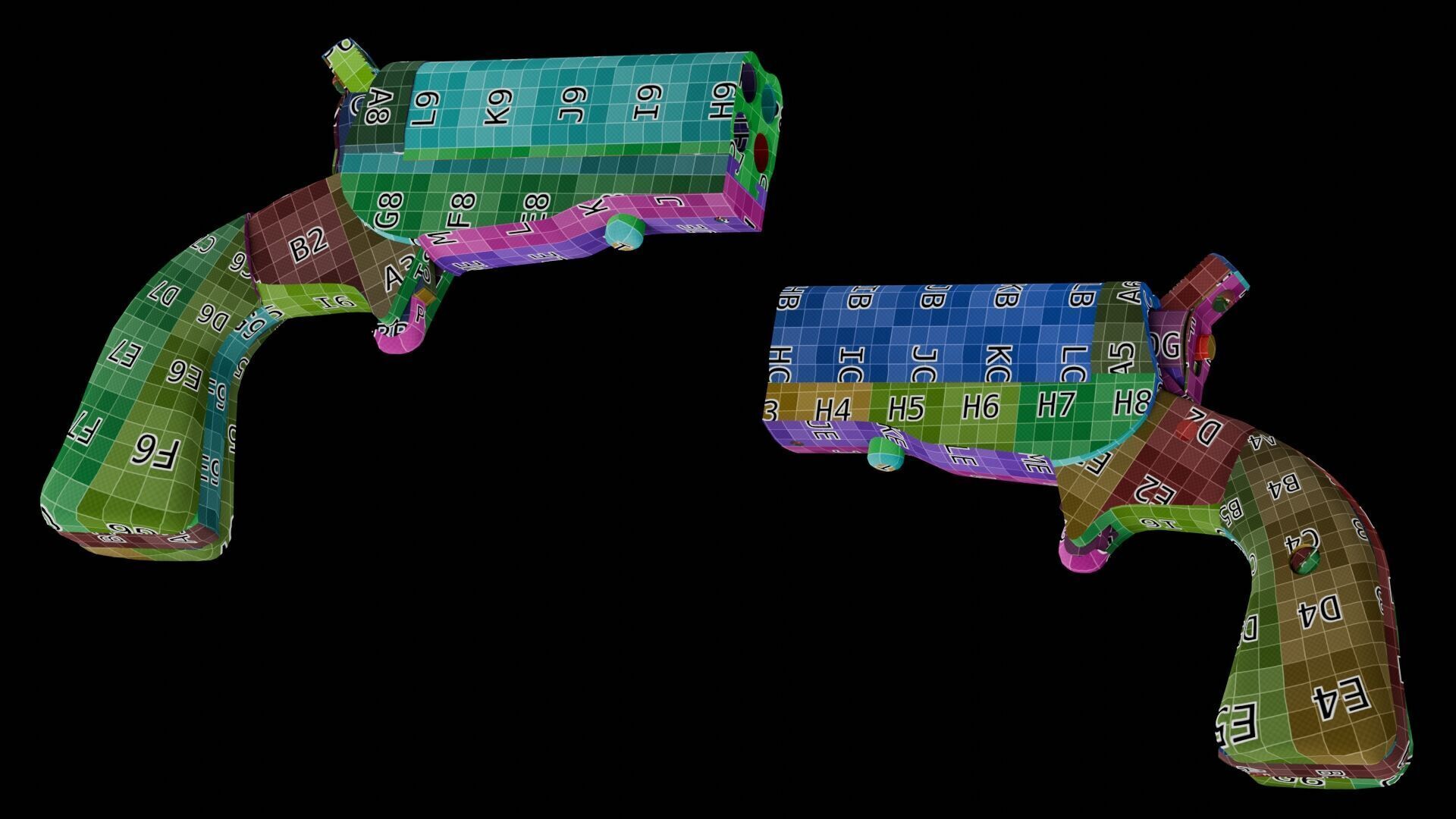 HJS Frontier Four Derringer Engraved Humming Bird Grip Low-poly 3D model_40