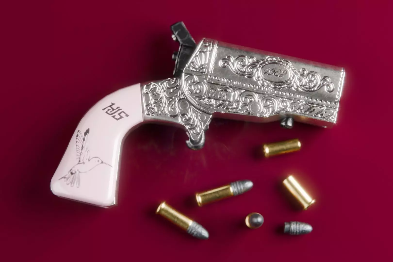 HJS Frontier Four Derringer Engraved Humming Bird Grip Low-poly 3D model_0