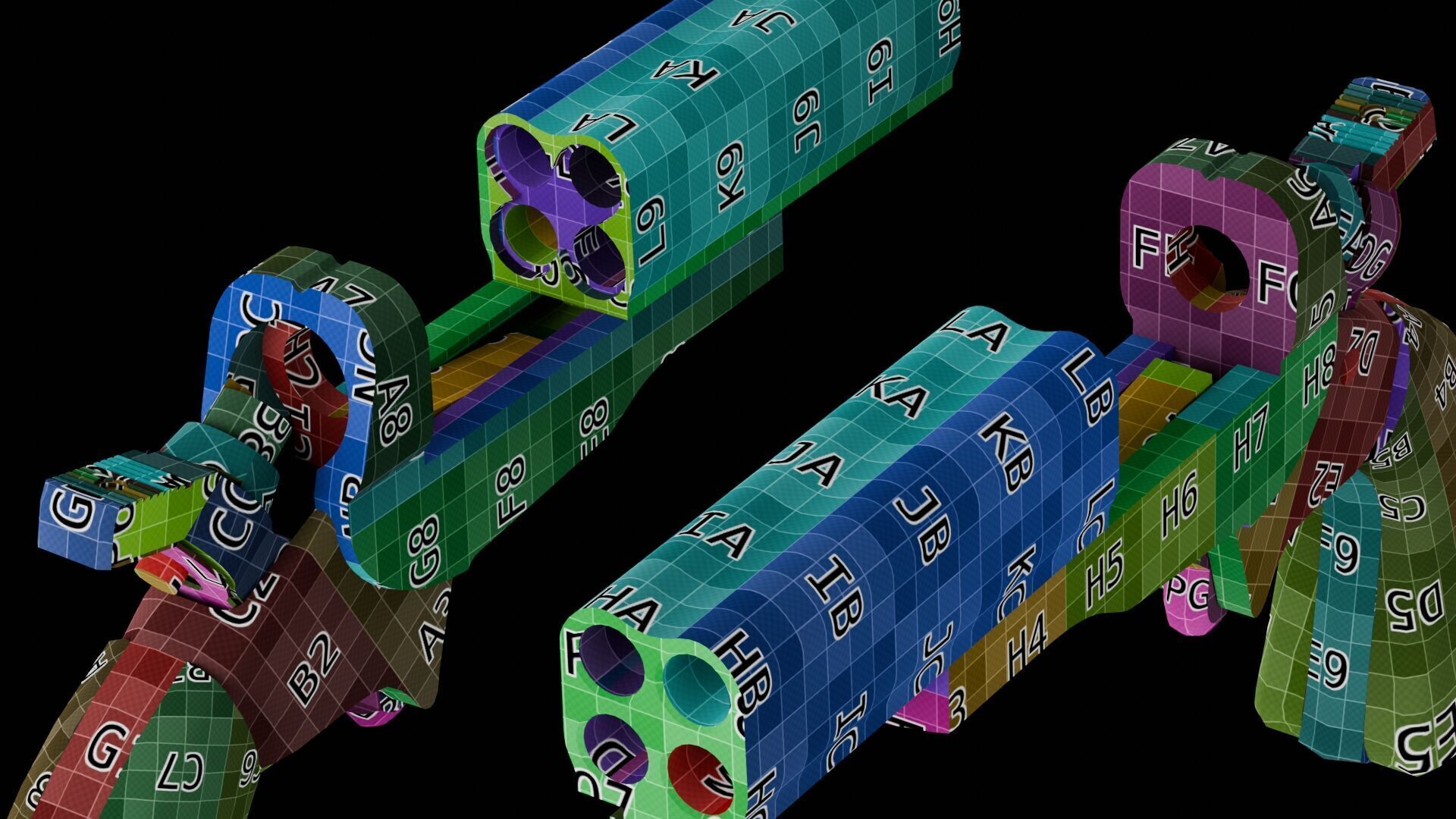 HJS Frontier Four Derringer Engraved Humming Bird Grip Low-poly 3D model_44