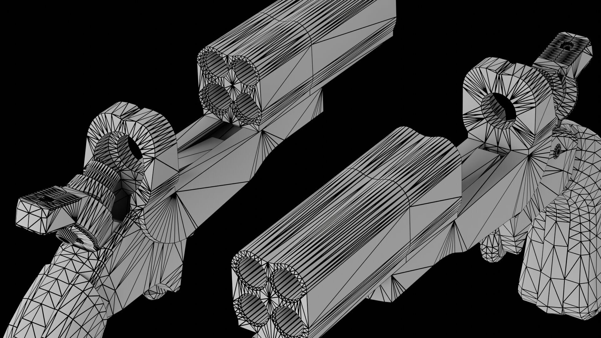 HJS Frontier Four Derringer Engraved Humming Bird Grip Low-poly 3D model_17