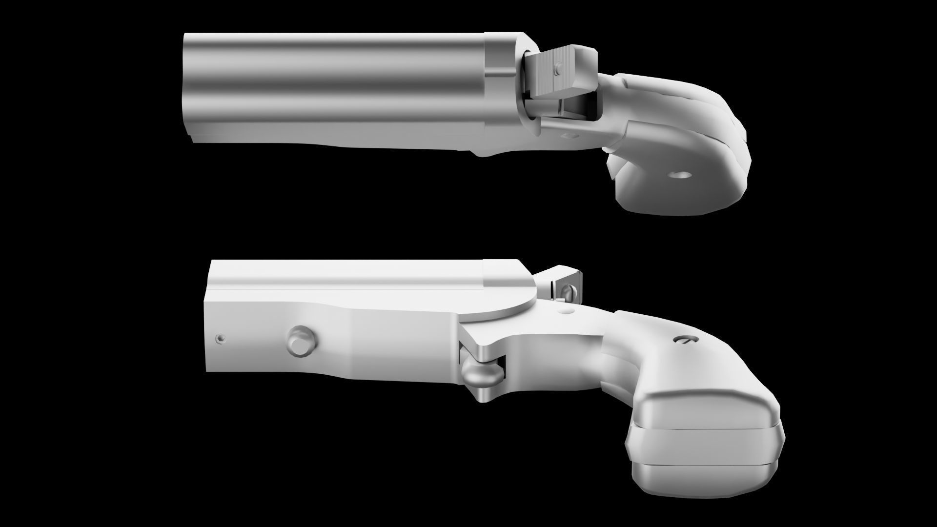 HJS Frontier Four Derringer Engraved Humming Bird Grip Low-poly 3D model_24