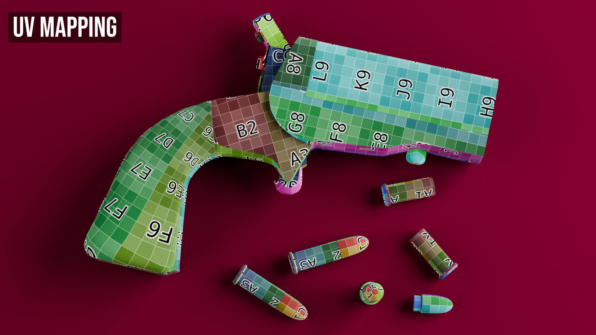 HJS Frontier Four Derringer Engraved Humming Bird Grip Low-poly 3D model_37