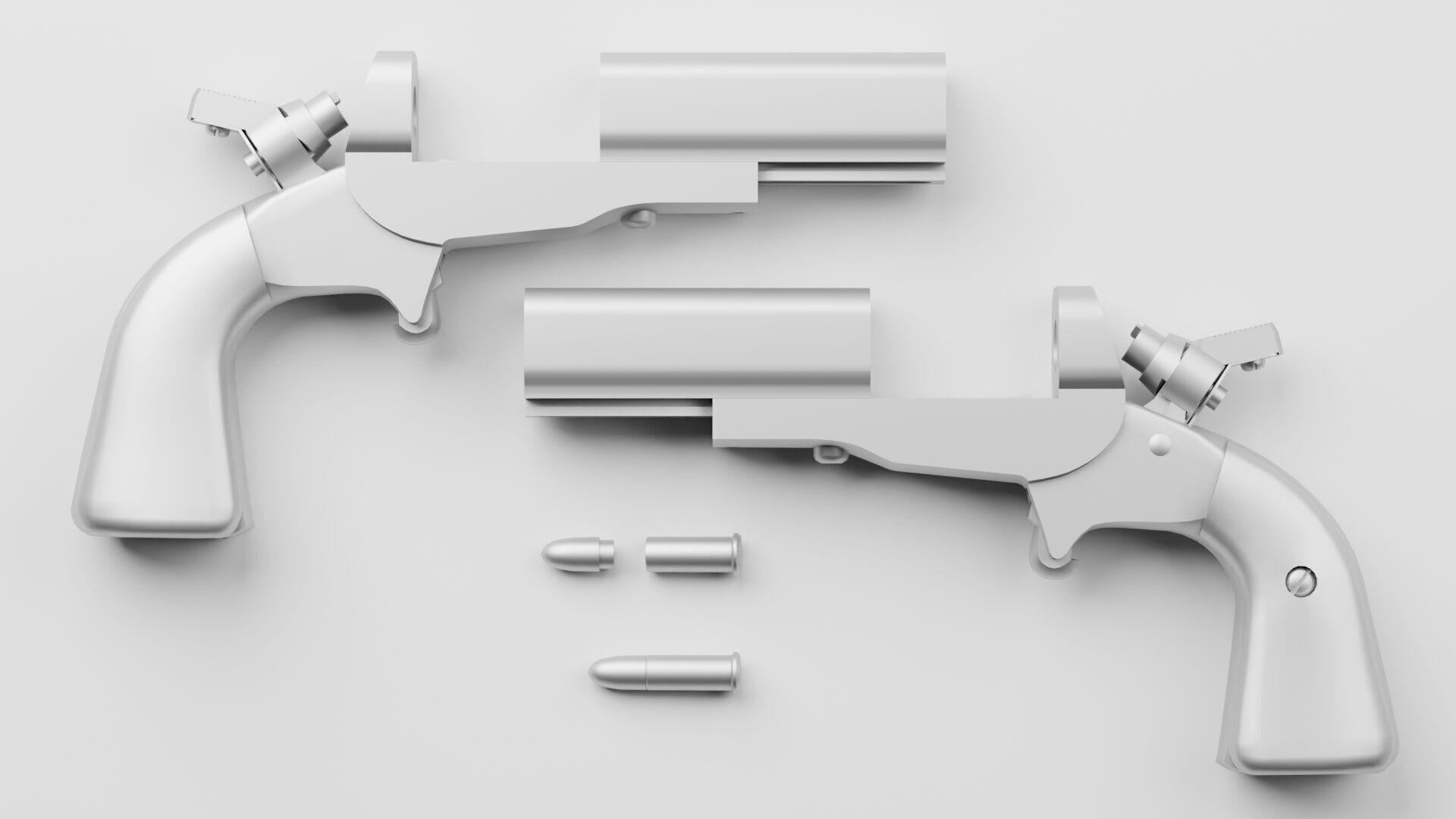 HJS Frontier Four Derringer Engraved Humming Bird Grip Low-poly 3D model_21