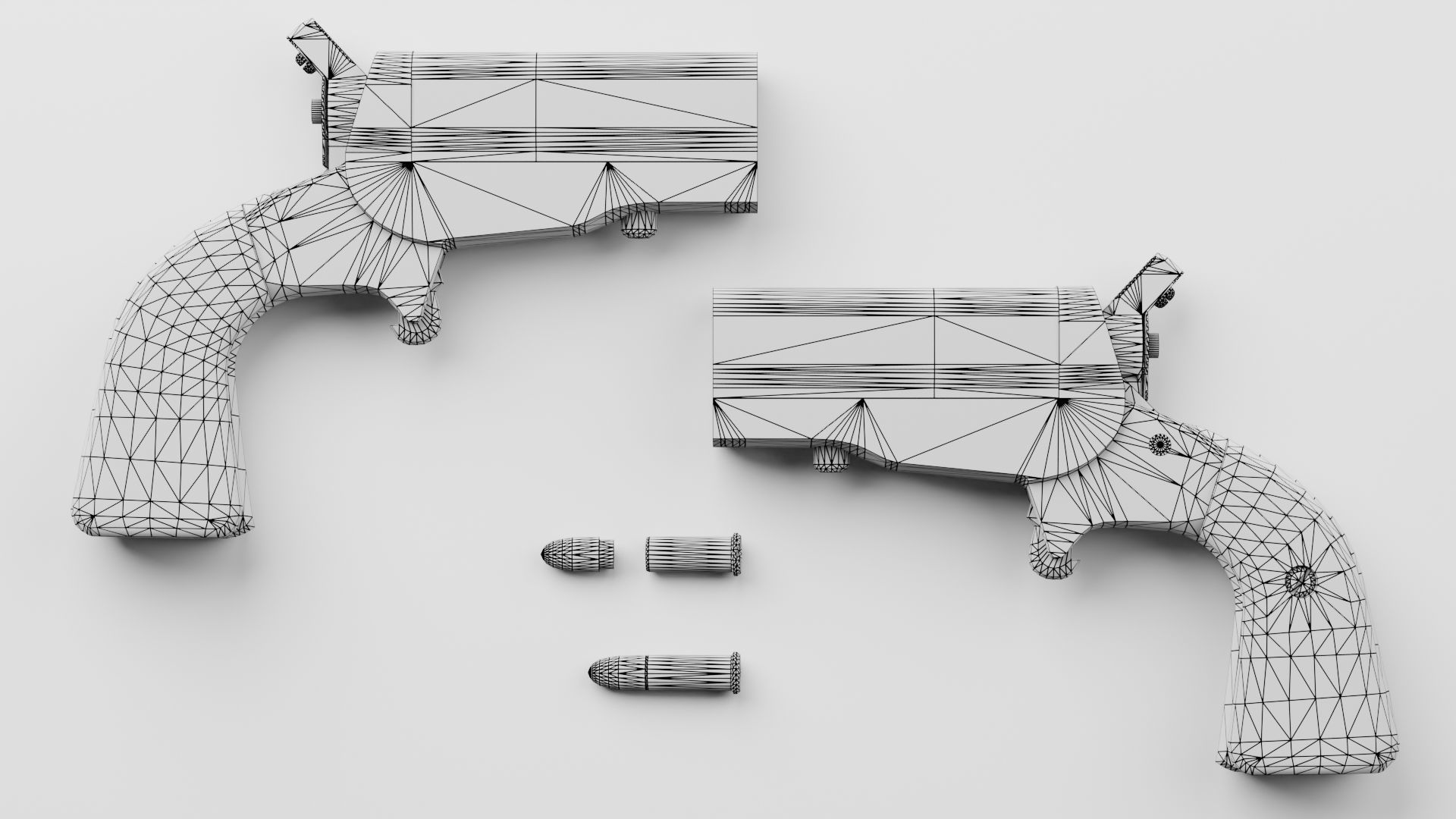 HJS Frontier Four Derringer Engraved Humming Bird Grip Low-poly 3D model_11