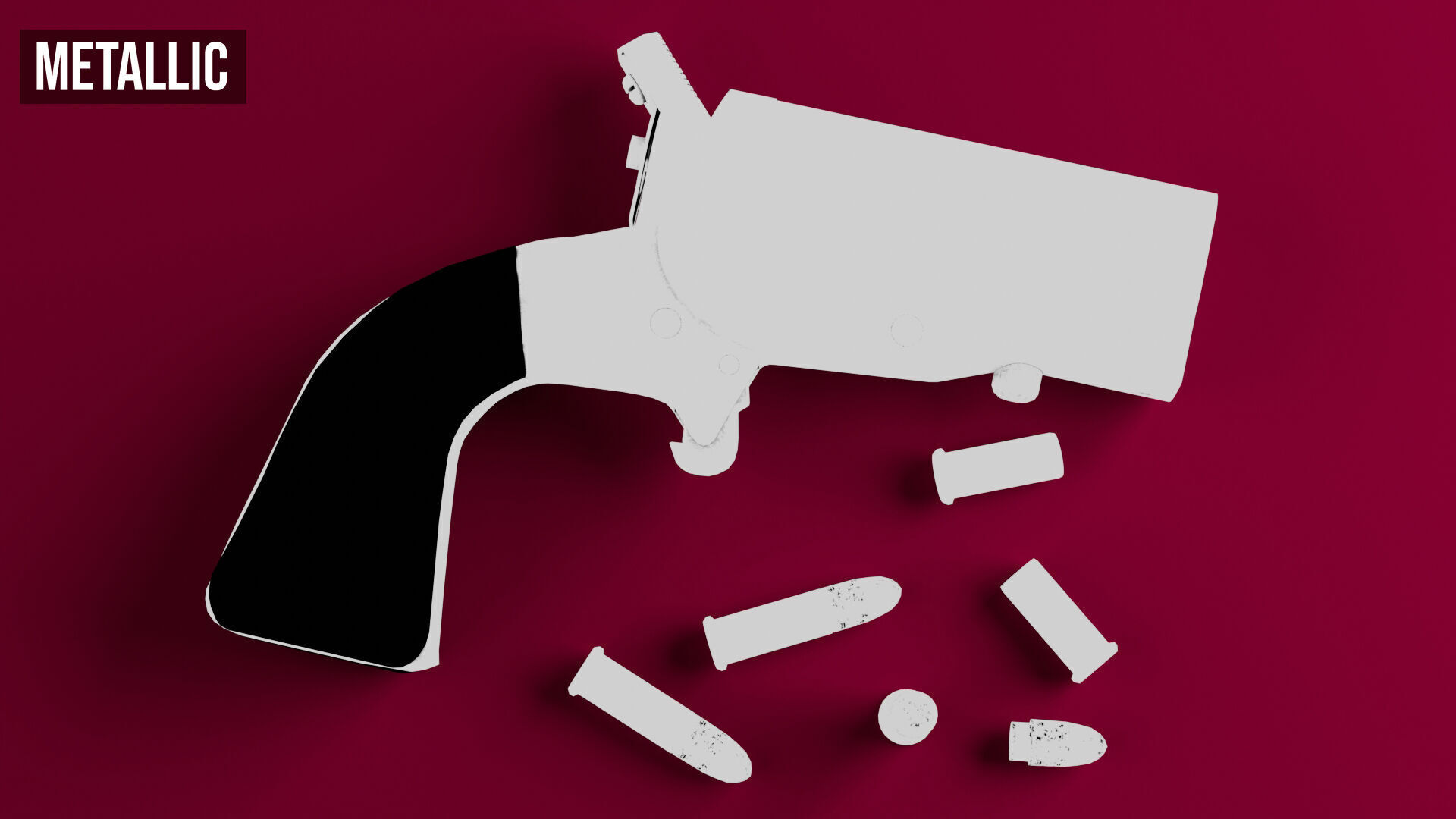 HJS Frontier Four Derringer Engraved Humming Bird Grip Low-poly 3D model_49