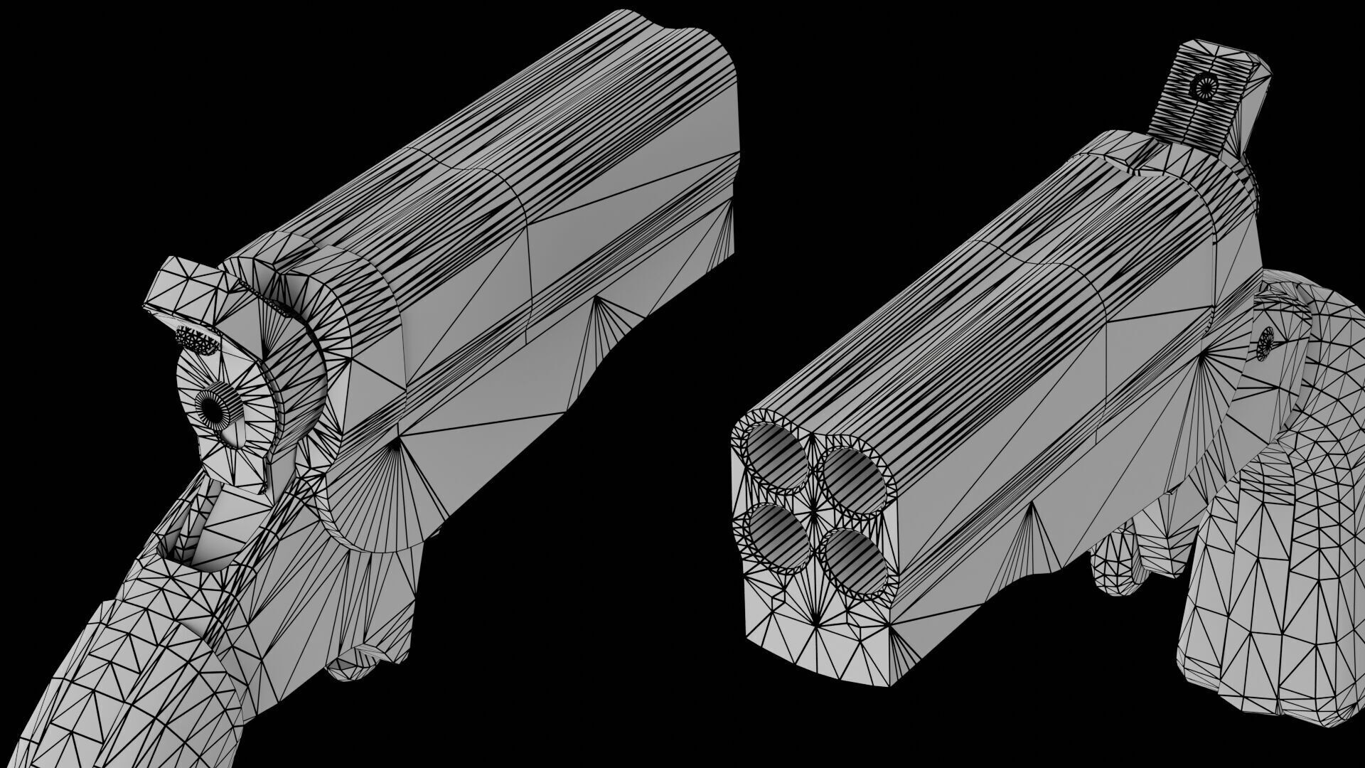 HJS Frontier Four Derringer Engraved Humming Bird Grip Low-poly 3D model_18