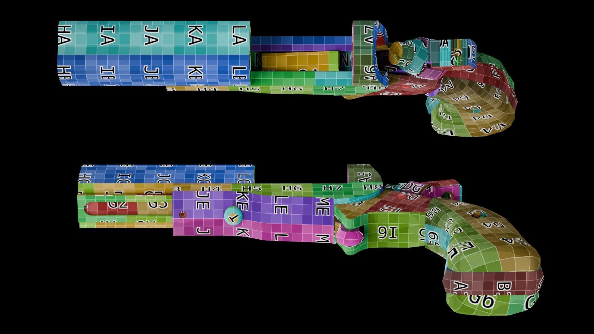 HJS Frontier Four Derringer Engraved Humming Bird Grip Low-poly 3D model_43